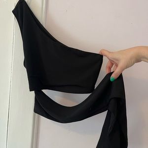 Black SHEIN one shoulder / cross tie top